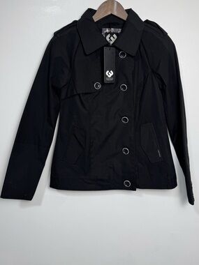 NWT Ragwear Short Trench Cheta Jacket, Vegan, Black, Size S